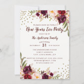 ブルゴーニュ金ゴールドフローラニューイヤーイブパーティー招待状 招待状 (正面)