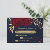 ブルゴーニュ金ゴールドフローラネイビーブルー 出欠カード (スタンド正面)