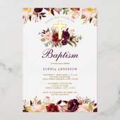 ブルゴーニュ金ゴールドフローラバプテスマ 箔招待状 (正面)