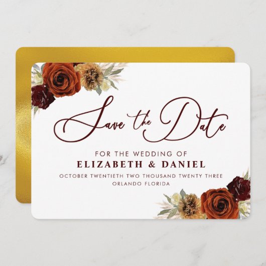 ブルゴーニュ金ゴールドフローラパンパスグラスセーブ セーブザデート (正面/裏面)