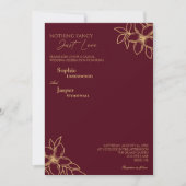 ブルゴーニュ金ゴールドフローラファンシー結婚なし 招待状 (正面)
