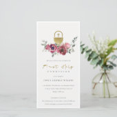 ブルゴーニュ金ゴールドフローラファースト聖餐式招待状 サンキューカード (スタンド正面)