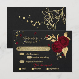 ブルゴーニュ金ゴールドフローラブラックフード 出欠カード