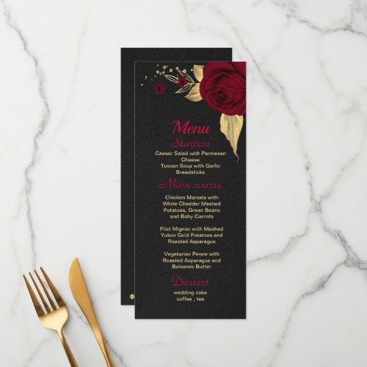 ブルゴーニュ金ゴールドフローラブラックメニュー メニュー (正面/裏面インサイチュ)