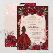 ブルゴーニュ金ゴールドフローラプリンセスキンチェニェラカンス 招待状 (正面/裏面)