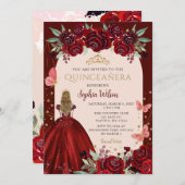 ブルゴーニュ金ゴールドフローラプリンセスキンチェニェラカンス 招待状 (正面/裏面)