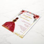 ブルゴーニュ金ゴールドフローラボールガウン15thキンセアニェラ 箔招待状 (回転した状態)