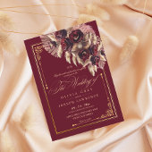 ブルゴーニュ金ゴールドフローラボ素朴ホ結婚ズ 招待状