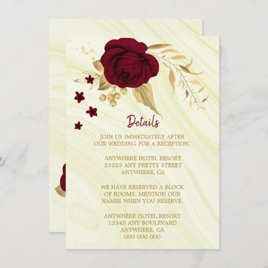 ブルゴーニュ金ゴールドフローラ大理石詳細 エンクロージャーカード (正面/裏面)