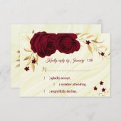 ブルゴーニュ金ゴールドフローラ大理石 出欠カード (正面/裏面)