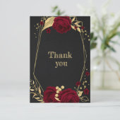 ブルゴーニュ金ゴールドフローラ幾何学黒 サンキューカード (スタンド正面)