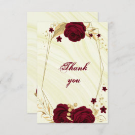 ブルゴーニュ金ゴールドフローラ幾何学 サンキューカード