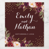 ブルゴーニュ金ゴールドフローラ秋の結婚式ワインラベル ワインラベル (シングルラベル)