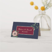 ブルゴーニュ金ゴールドフローラ秋の結婚式 プレイスカード (裏面)