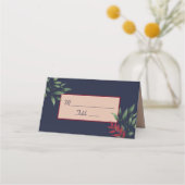 ブルゴーニュ金ゴールドフローラ秋の結婚式 プレイスカード (正面)