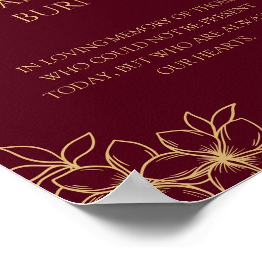 ブルゴーニュ金ゴールドフローラ結婚のロウソクが燃える ポスター (角)