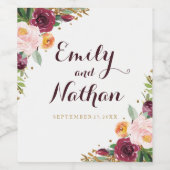 ブルゴーニュ金ゴールドフローラ結婚グリッターのワインラベル ワインラベル (シングルラベル)