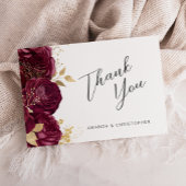 ブルゴーニュ金ゴールドフローラ結婚スクリプトのフラットありがとう カード