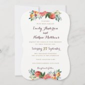 ブルゴーニュ金ゴールドフローラ結婚式招待状 招待状 (正面)