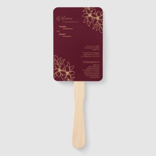 ブルゴーニュ金ゴールドフローラ結婚式 プログラムファン ハンドファン (正面)