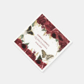 ブルゴーニュ金ゴールドフローラ蝶キンセアニェラ スタンダードカクテルナプキン (角)