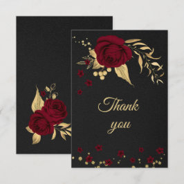 ブルゴーニュ金ゴールドフローラ黒サンキューカード サンキューカード