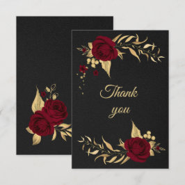 ブルゴーニュ金ゴールドフローラ黒サンキューカード サンキューカード