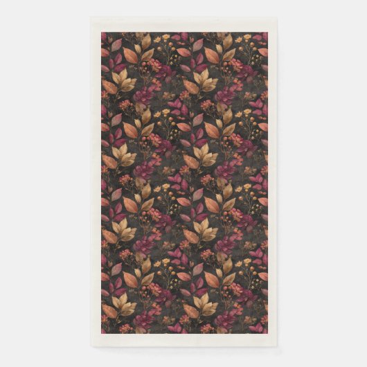 ブルゴーニュ金ゴールドブラックウォーターカラーボタニカル花模様 (正面)