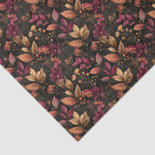 ブルゴーニュ金ゴールドブラックウォーターカラーボタニカル花模様 薄葉紙 (詳細)