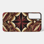 ブルゴーニュ金ゴールドブラックダマスクフラワー SAMSUNG GALAXYケース (裏面横)
