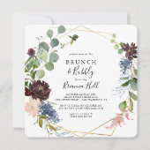 ブルゴーニュ金ゴールドブランチ&バブリーブライダルシャワー 招待状 (正面)