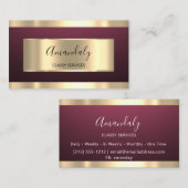 ブルゴーニュ金ゴールドプロフェッショナルメイクアップ爪、 ネイルピンク 名刺 (正面/裏面)