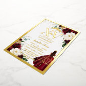 ブルゴーニュ金ゴールドホワイトフローラキンセアニラクリン15 箔招待状 (回転した状態)