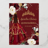 ブルゴーニュ金ゴールドホワイトフローラキンセアニラクリン15 箔招待状 (裏面)