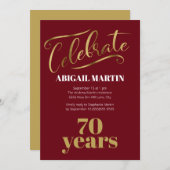 ブルゴーニュ金ゴールドホワイト70thバースデーパーティー 招待状 (正面/裏面)