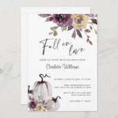 ブルゴーニュ金ゴールドボホ秋インラブブライダルシャワー 招待状 (正面/裏面)