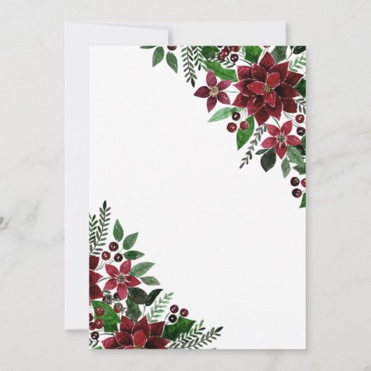 ブルゴーニュ金ゴールドポインセチアフローラホリデーパーティー 招待状 (裏面)