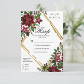 ブルゴーニュ金ゴールドポインセチアフローラ水結婚色の 出欠カード (スタンド正面)