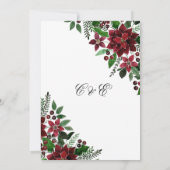 ブルゴーニュ金ゴールドポインセチアフローラ水結婚色の 招待状 (裏面)