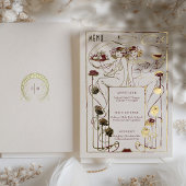 ブルゴーニュ金ゴールドメニューカードヴィンテージアールヌーボーフォイル 箔招待状