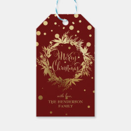 ブルゴーニュ金ゴールドメリークリスマスユーカリリース ギフトタグ