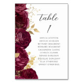 ブルゴーニュ金ゴールドモダンフローラ結婚スクリプト テーブルナンバー (裏面)