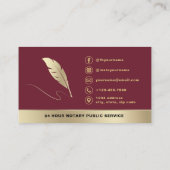 ブルゴーニュ金ゴールドモバイル公証人署名エージェントフォト 名刺 (裏面)