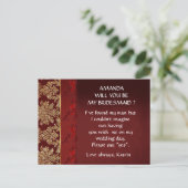 ブルゴーニュ金ゴールドレッドレース君が私の花嫁になる インビテーションポストカード (スタンド正面)