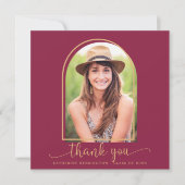 ブルゴーニュ金ゴールド写真卒業 招待状 (正面)