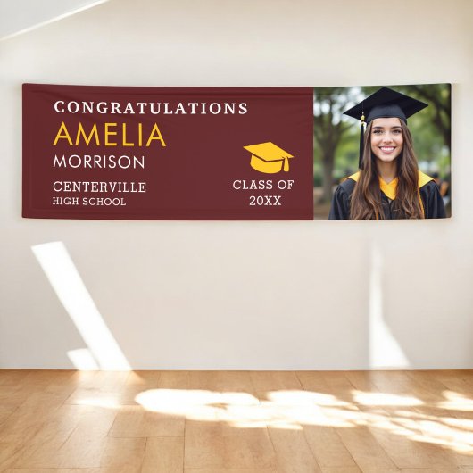 ブルゴーニュ金ゴールド写真大学院卒業 横断幕