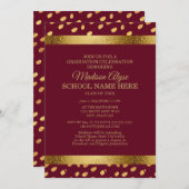 ブルゴーニュ金ゴールド卒業パーティー招待状 招待状 (正面/裏面)