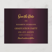 ブルゴーニュ金ゴールド卒業パーティー日付カードを保存 (裏面)