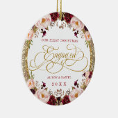 ブルゴーニュ金ゴールド婚約した初めてのクリスマスプ結婚ラス セラミックオーナメント (右)