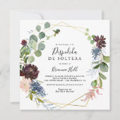 ブルゴーニュ金ゴールド幾何スペインのブライダルシャワー 招待状 (正面)